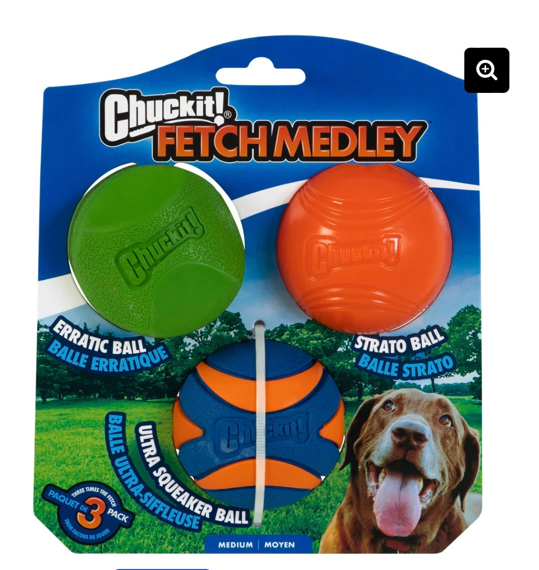 Chuckit Fetch Medley Gen 2 Med 3pk