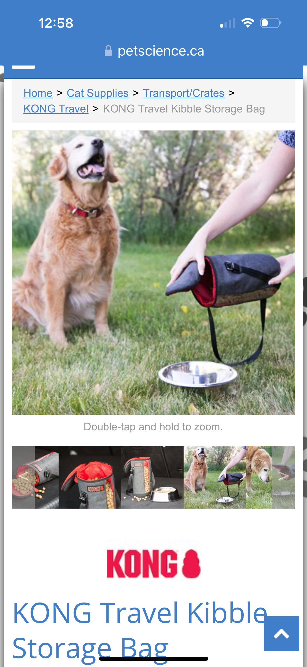KONG TRAVEL KIBBLE STORAGE BAG