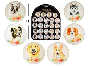 Paws Watercolor Dog magnets 1.5” .95ea (6asst.24pc. With display