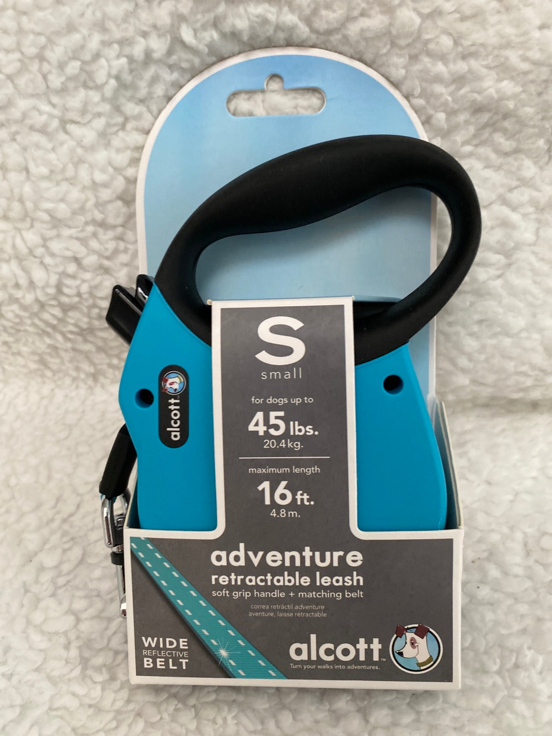 RETRACTALBE LEASH - SM - BLUE - 16'L  45LBS