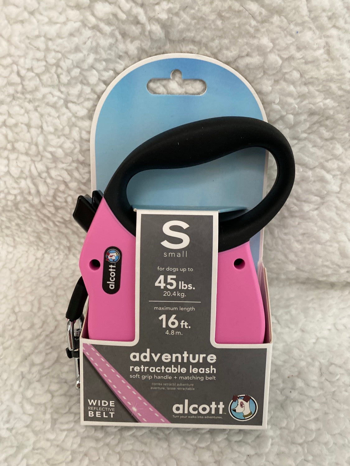 RETRACTABLE LEASH - SM - PINK - 16'L  45LBS