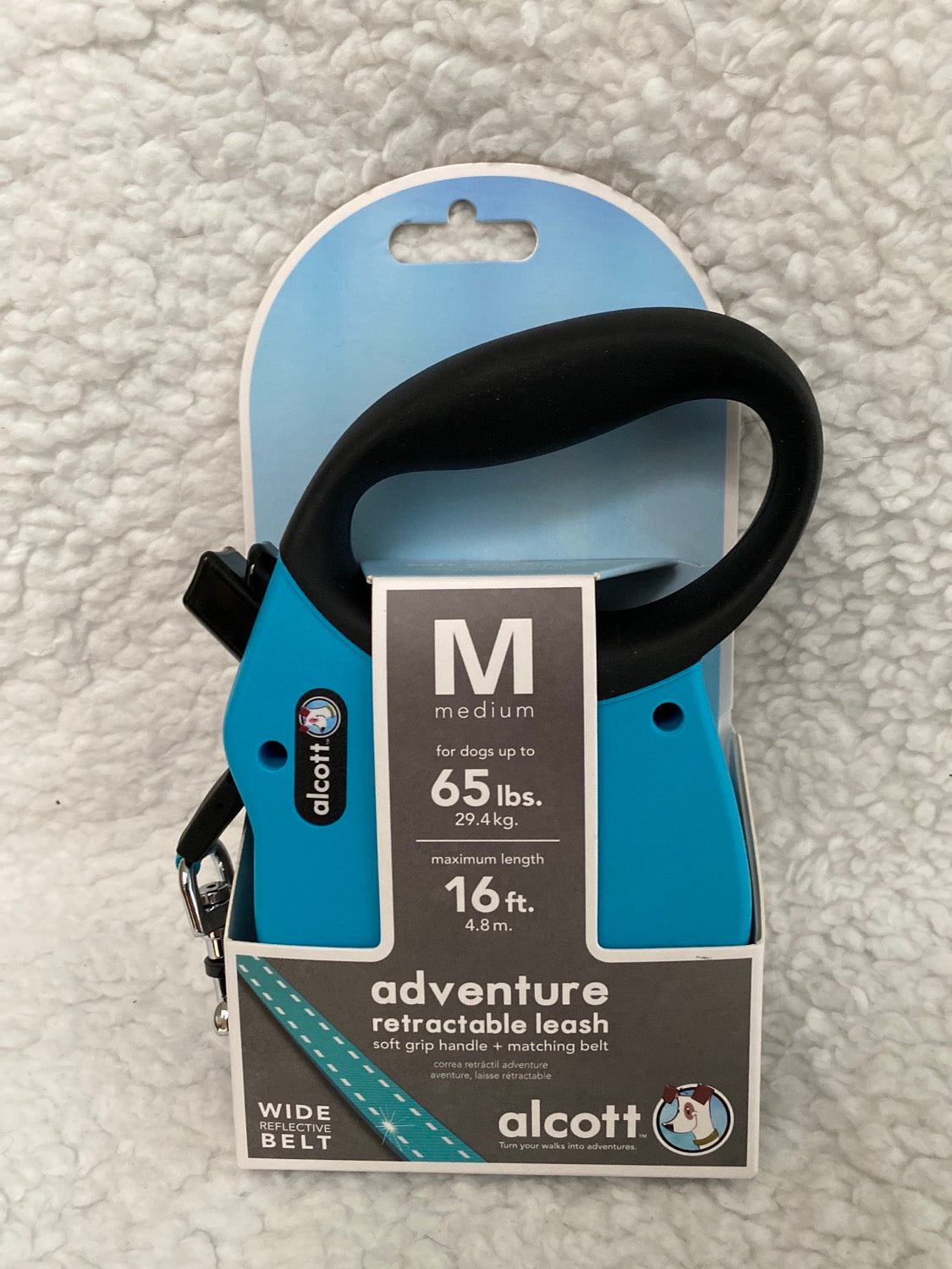 RETRACTABLE LEASH - MED - BLUE - 16'L 65LBS