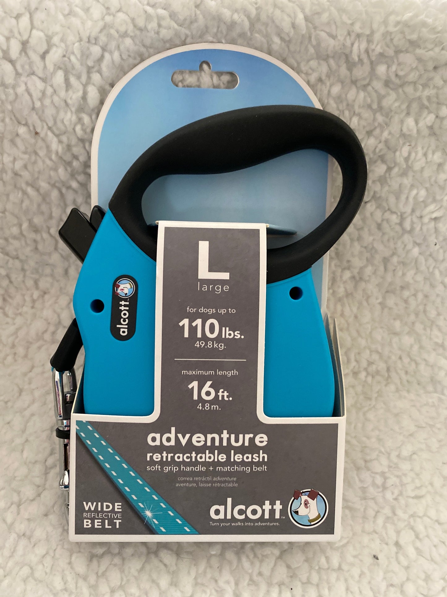 RETRACTABLE LEASH - LRG - BLUE  - 16'L  110LBS