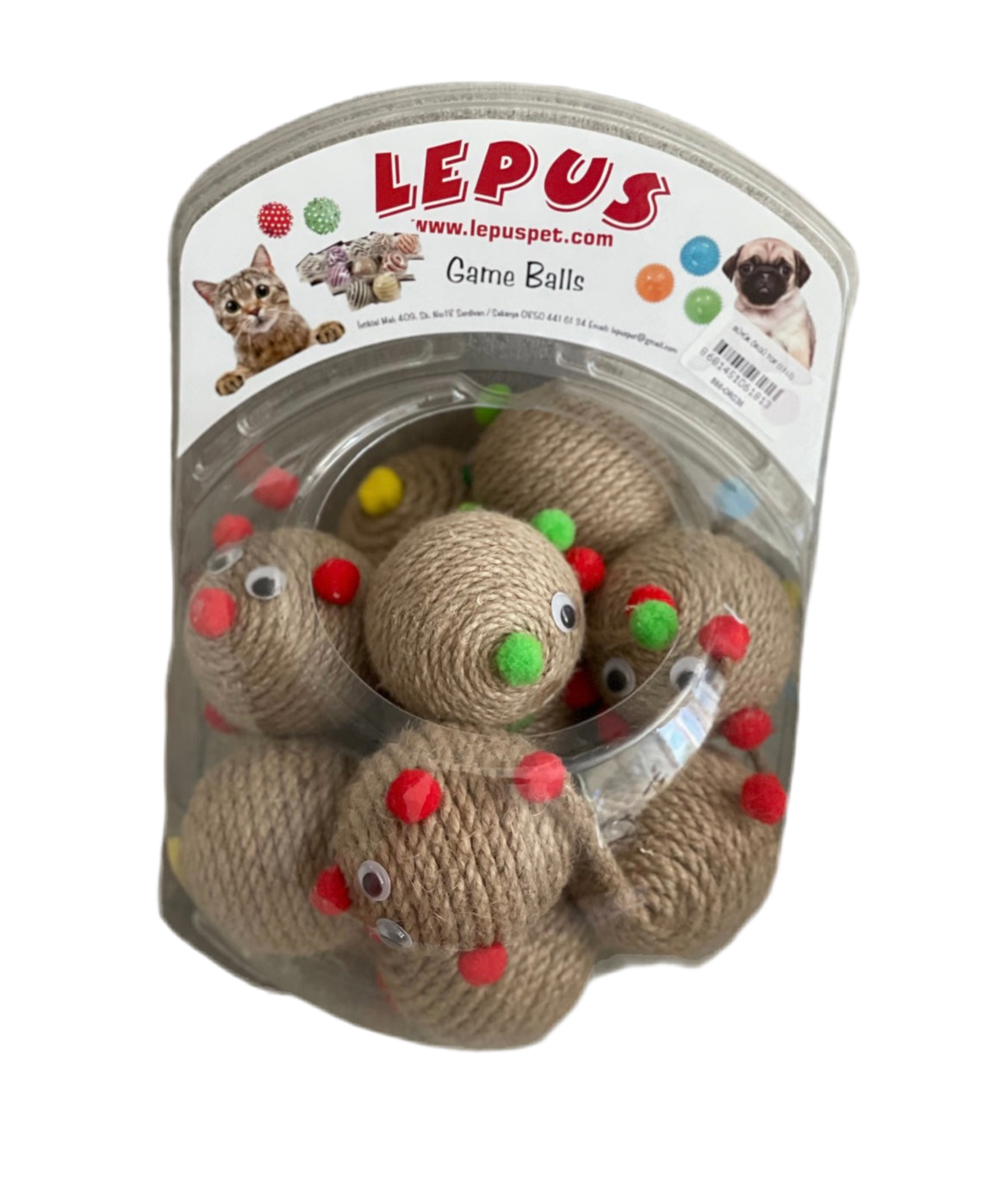 LEPUS Sisal Ball w/ Tail & Rattle  15 pcs per tub