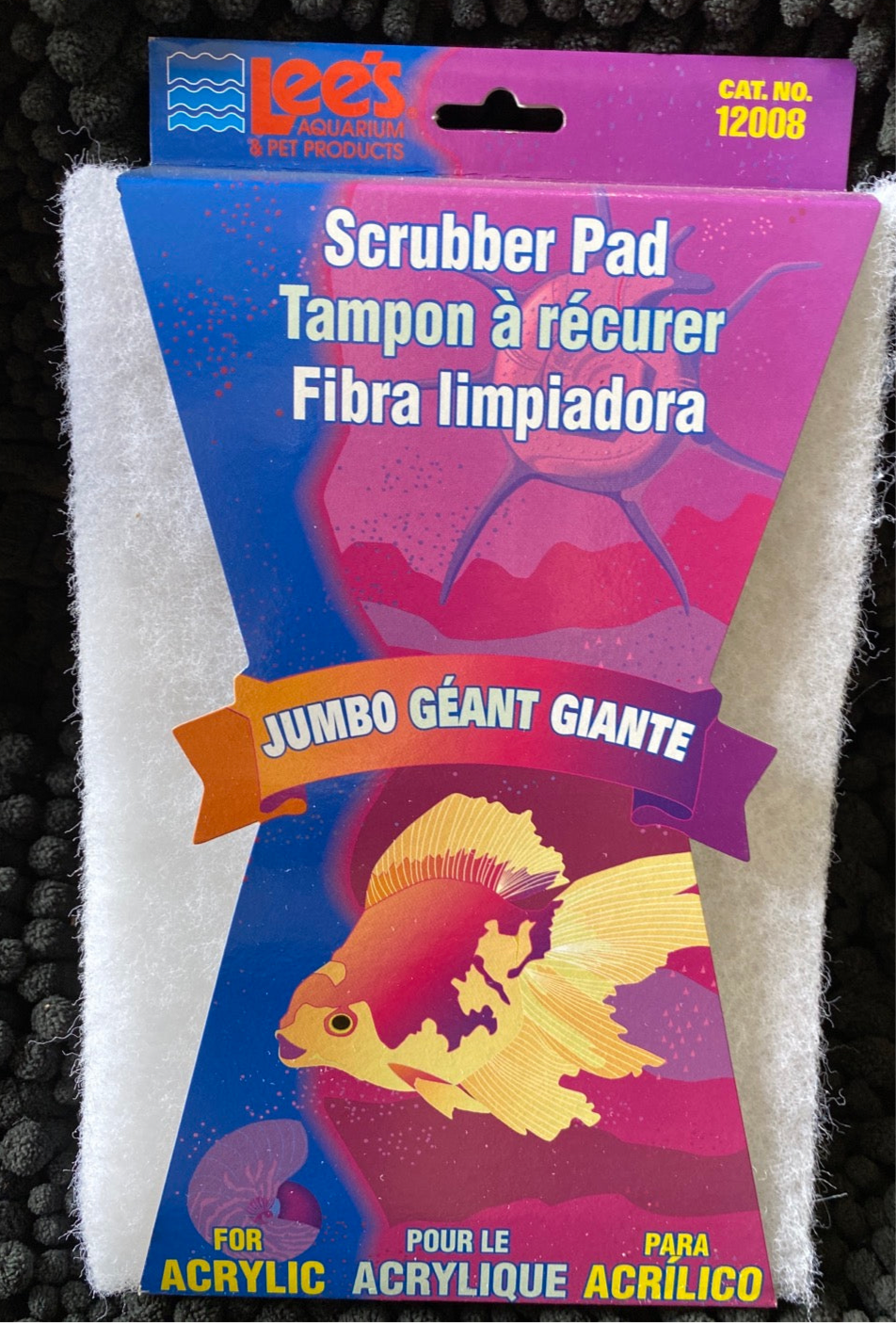 SCRUBBER PAD, JUMBO, FINE (ACRYLIC), CARDBOARD SLEEVE 6X9