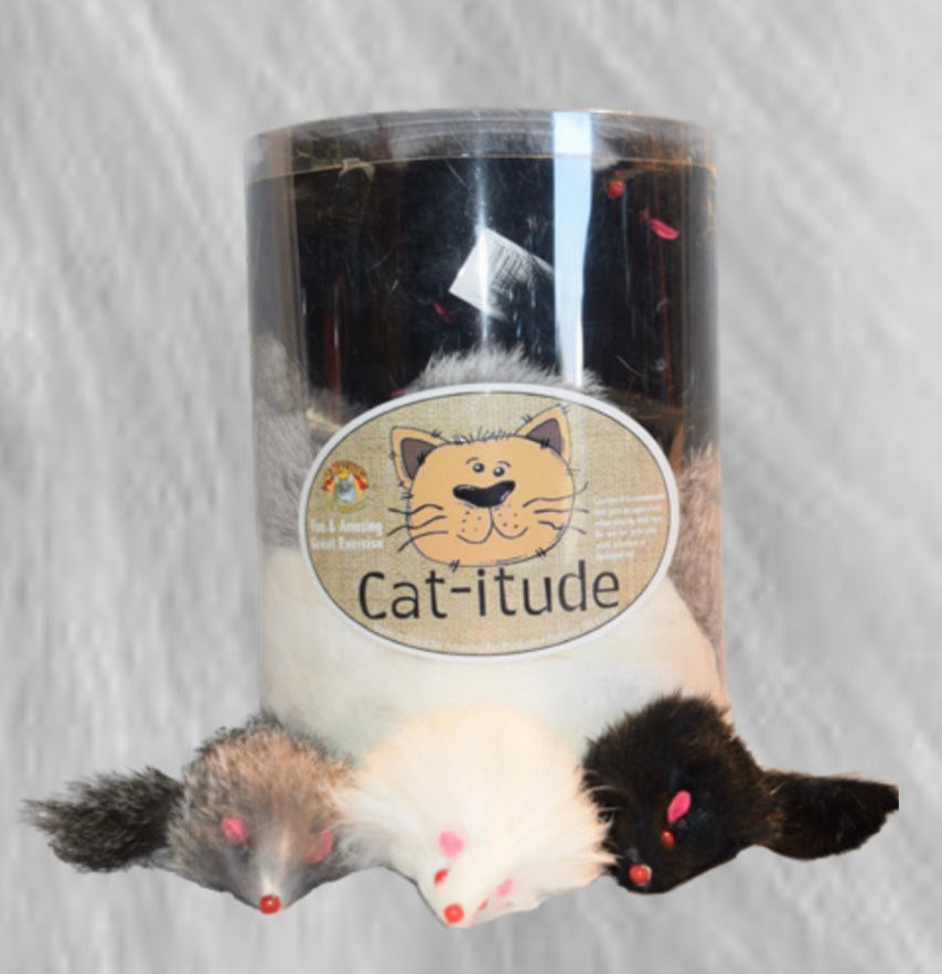 3” Large Real Fur Mouse w Rattle (each)