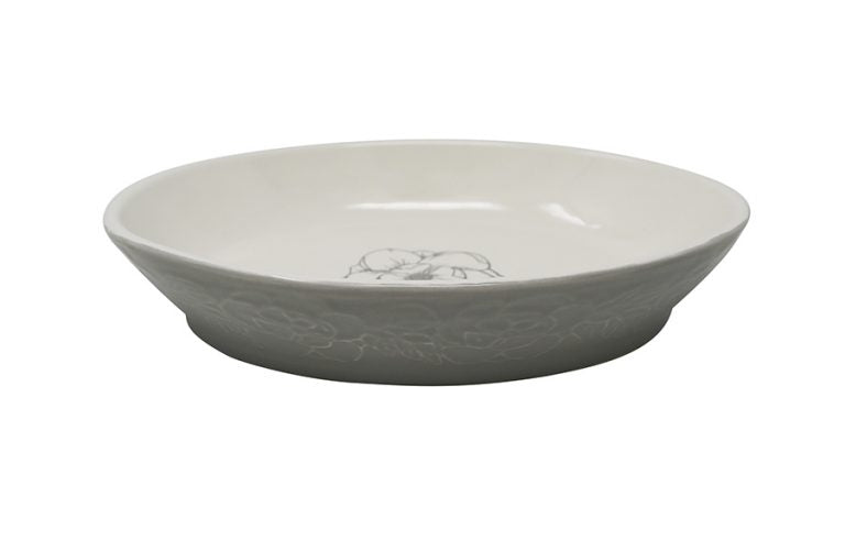 CERAMIC BOWL MAGNOLIA - OVAL  (8.2"L x 5.5"W x 1.45"H)